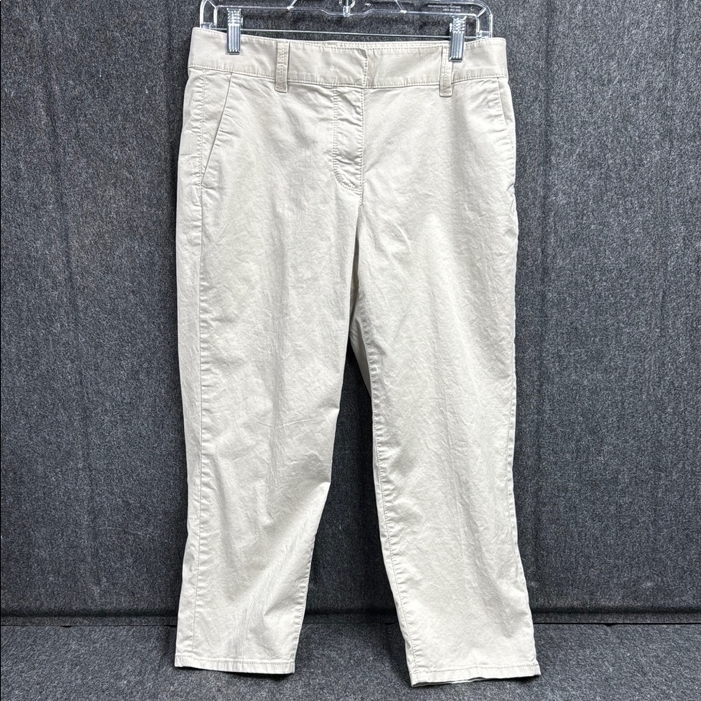 Ann Taylor Cream Chinos with Cropped Design and Cotton Blend